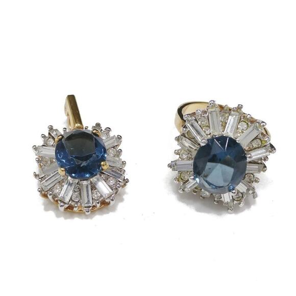 Blue & Clear Rhinestone Ring & Enhancer Pendant Set, Ring 8.25, Pendant 1 1/4 In - Picture 2 of 12